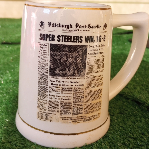 VINTAGE (1975) Ceramic STEELERS Mug; Back when newspapers were 15 cents!! - Picture 8 of 8